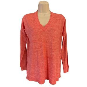 J.CREW Women’s Coral Merino Wool/ Linen Blend V-neck Sweater Size XXS